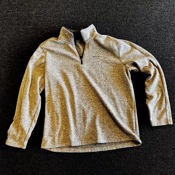Eddie Bauer Mens XL Sweater Shirt 1/4 Zip Pullover Heather Gray - Picture 1 of 4